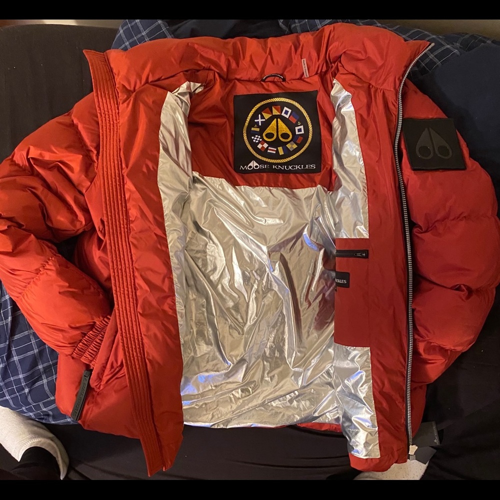 Men’s Large orange Moose Knuckle puffer / no hood